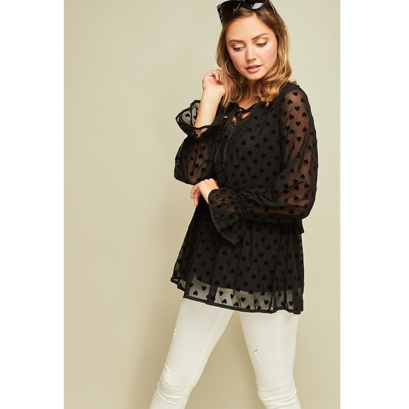 Tops - Black Heart Layered Blouse Top
